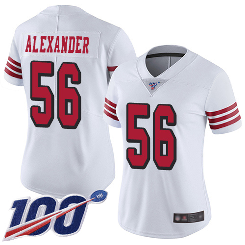 San Francisco 49ers Limited White Women Kwon Alexander NFL Jersey 56 100th Season Vapor Untouchable Rush
